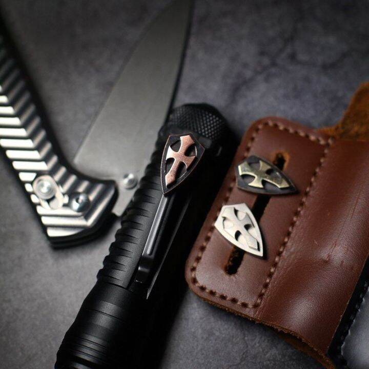 cnedc-cross-with-screw-shield-titanium-alloy-copper-brass-flashlight-clip-folding-knife-pendant-accessories-knife-beads