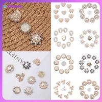 XIHONEY 10PCS งานฝีมือ DIY รูปดอกไม้ คริสตัล กิ๊บติดผมไข่มุก กระดุมมุก ปุ่ม Rhinestone เครื่องประดับศีรษะ