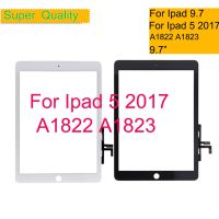 Dgh 10ชิ้น/ล็อตสำหรับ iPad 9.7 2017 A1822 A1823แผงกระจกหน้าแอลซีดีดีจิไทเซอร์สำหรับ iPad 5 2017อะไหล่เลนส์เซ็นเซอร์หน้าจอสัมผัส