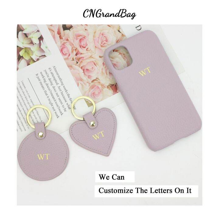 new-customized-gift-set-grain-leather-mobile-phone-case-for-xs-max-11-12-pro-max-matched-circle-heart-keychain