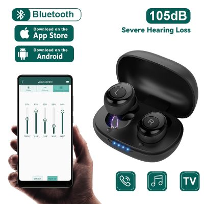 ZZOOI Bluetooth Hearing Aids Rechargeable Hearing Aid High Power Digital Sound Amplifier For Deafness Elderly Headphones audifonos