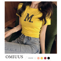 OMIUUS เสื้อเปิดสะดือสำหรับผู้หญิง,แขนสั้นอเนกประสงค์,เซ็กซี่,กระชับสัดส่วน,เสื้อยืดสั้นสำหรับผู้หญิง,เวอร์ชันเกาหลีฤดูร้อน