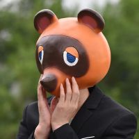 Animal Tom Nook Cosplay Mask New Horizons Raccoon Head Mask Halloween Latex Cosplay Helmet Props Brown