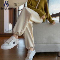 Women Corduroy Harem Pants Winter Warm Fleece Lined Solid Color Casual Wide Leg Sweatpants【fast】