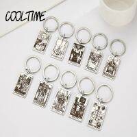 COOLTIME The Major Arcana Pendant Keychain First Set of Cards In The Tarot Oraculo Card Vintage Key Ring Stainless Steel Jewelry Key Chains