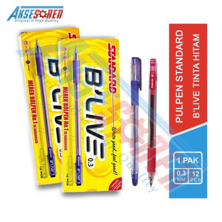 Aksesoren Pulpen Standard B'Live [1 Pack/12 Pcs] / Ballpoint Pena 1 Pak ...