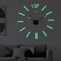 ZZOOI Luminous Wall Clock Large Watch Horloge 3D DIY Acrylic Mirror Stickers Quartz Duvar Saat Klock Modern Mute Digital Wall Clock