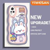 YIWESAN เคสสำหรับ VIVO เคส V20ลายกระต่ายอวกาศสีสันสดใสน่ารักขอบคลื่นกันกระแทกแบบใสนิ่มเคสมือถือสร้างสรรค์เคสป้องกันซิลิโคนโปร่งใสลายกล้องถ่ายรูป