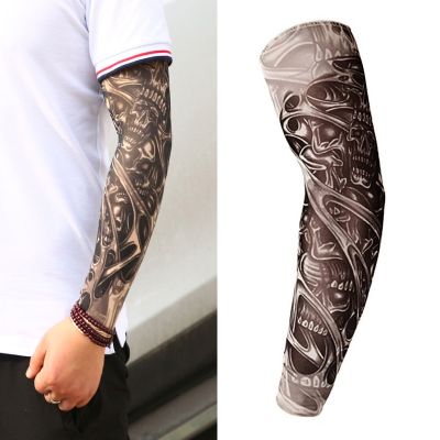 16 Styles Tattoo Sleeve Man Fake Temporary Tattoo Arm Sleeves Unisex Warmers Elastic UV Protection Cool Printed Sun-proof Punk Sleeves