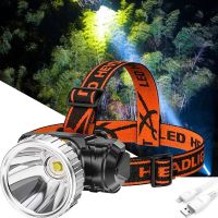 【lz】►✸❈  Luz principal ao ar livre led farol usb recarregável noite pesca lâmpada led head-mounted lanterna luz de emergência para acampamento