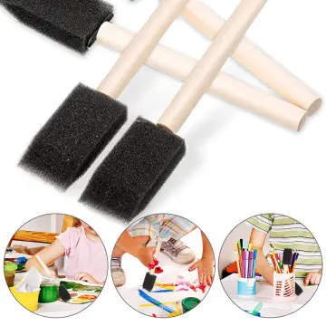 10 Pcs 4 Black Foam Brush Sponge Plastic Handle Art Craft