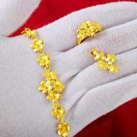 HOYON Gold 14K สีสร้อยคอชุดเครื่องประดับสำหรับสตรีครบรอบของขวัญ Charms แหวนดอกไม้สร้อยข้อมือ Bangleshot