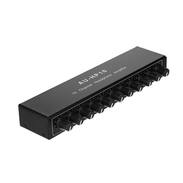 1pcs-au-hp10-10-channel-stereo-headphone-amplifier-black-audio-1input-10-output-preamplifier-independent-control-njm4556a-dc12-24v