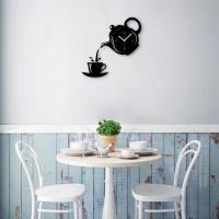 ZZOOI Creative Diy Acrylic Coffee Cup Teapot 3D Wall Clock Decorative Kitchen Wall Clocks Living Room Dining Room Home Decor Clock