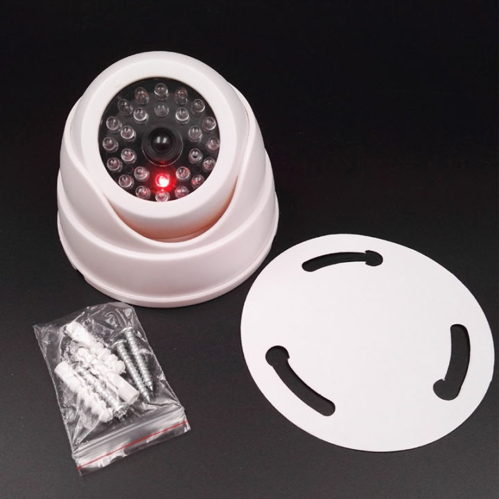 security-dome-fake-camera-red-flash-led-light-indoor-outdoor-video-surveillance-safety-kamera-buy-1-get-1-free-warning-sticker