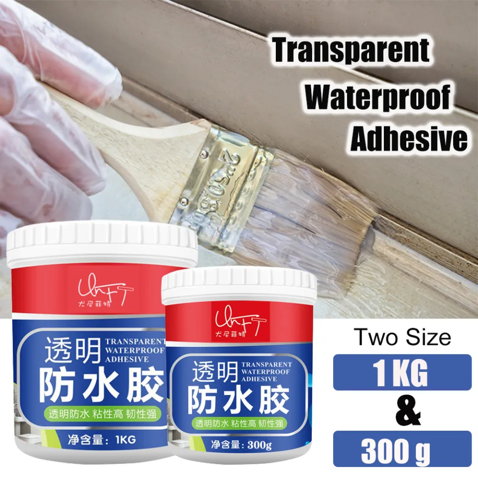 Waterproof Transparent Glue 300g with brush, Roof Sealant Waterproof Gel  Adhesive seal cracks agent for cement surface, steel, ceramic tile, marble,  wood, metal Crack Seal Agent