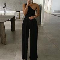 Wefads Women Jumpsuit Summer Sexy One Shoulder Bodysuit Bodycon Romper 2021 Elegant Office Soild Sleeveless