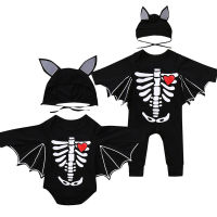 Kids Baby Boys Girls Clothes Set Black Batwing Sleeves Romper and Cap Outfits Party Cosplay