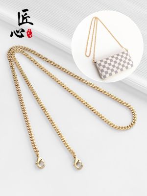 suitable for lv White checkerboard long wallet transformation high-grade pure copper bag chain Messenger clutch bag metal chain bag belt accessories