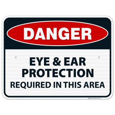 ตาและเครื่องป้องกันหูต้องใช้ในบริเวณนี้เครื่องหมาย M อลูมิเนียมสะท้อนแสง EGP ป้องกันการจางหายติดตั้งง่ายกลางแจ้งผลิตในสหรัฐสัญญาณ Sigo