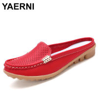 New arrival solid women summer slippers flip flops Genuine Leather flat Slippers ladies slip on flats clogs shoes woman