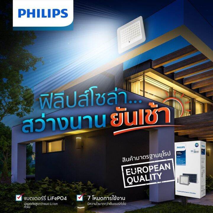 โคมไฟโซล่าเซล-philips-smartbright-solar-flood-light-bvc080-พร้อมแผงโซลาร์และรีโมทควบคุม-โซล่าเซล