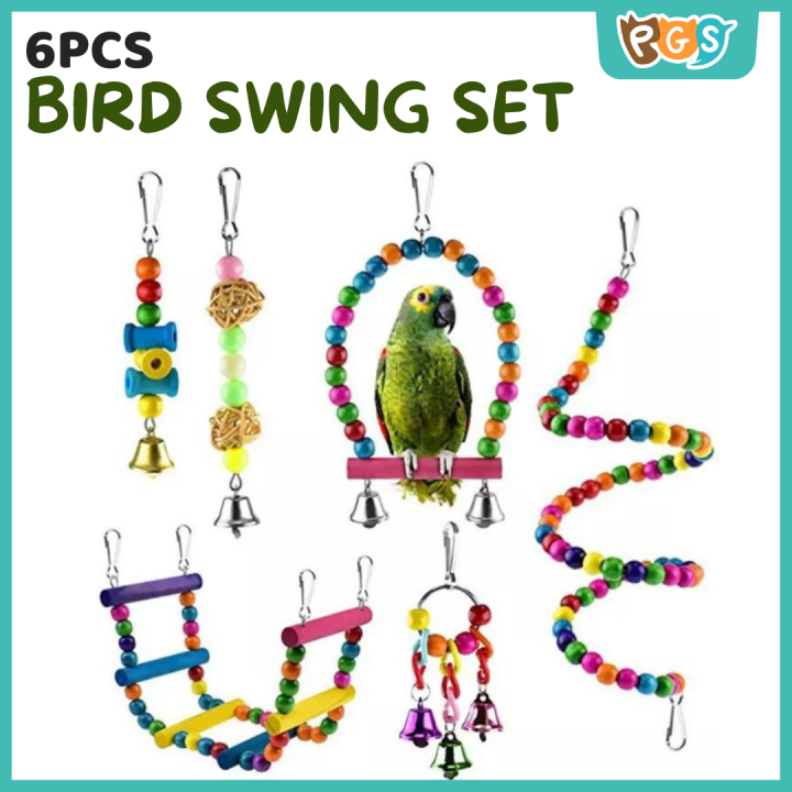 【Petcher】Bird Accessories Swing 6 Pcs/Set Bird Parrots Hanging Hammock