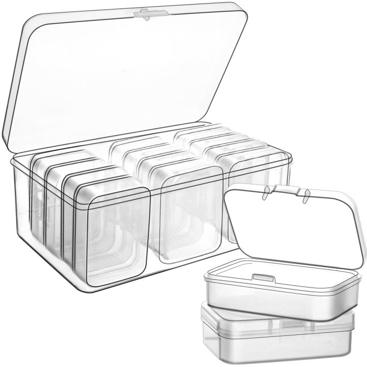 60 Packs Clear Small Plastic Containers Transparent Storage Box with Hinged  Lid for Items Crafts Jewelry Package Clear Cases