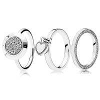 【lz】♗  Authentic 925 Sterling Silver Ring Two-tone Signature Heart-shaped Love Heart Ring Para As Mulheres Presente Da Moda DIY Jóias