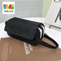 MMLUCK ผ้าอ๊อกซ์ฟอร์ดกล่องดินสอสีดำสองชั้น Pouch Pensil สีทึบเรียบง่ายความจุสูงอุปกรณ์การเรียนสำนักงานกระเป๋าใส่ดินสอ