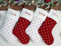 Embroidered Christmas Stocking Personalized Name Stockings Custom Family Stockings Christmas Gift Stockings Velvet Stockings Socks Tights