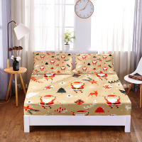 Santa Claus Digital Printed 3pc Polyester Fitted Sheet Mattress Cover Four Corners with Elastic Band Bed Sheet Pillowcases