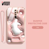 VRQR เคสโทรศัพท์เอฟเฟกต์ภาพ3D สำหรับ OPPO A9 2020 A5 2020 F11 Pro Reno 2F Reno 2Z ลายสุนัขกระต่ายน่ารักการ์ตูน Pacha กันกระแทกป้องกันรอยขีดข่วนกันตกส่งสายคล้อง