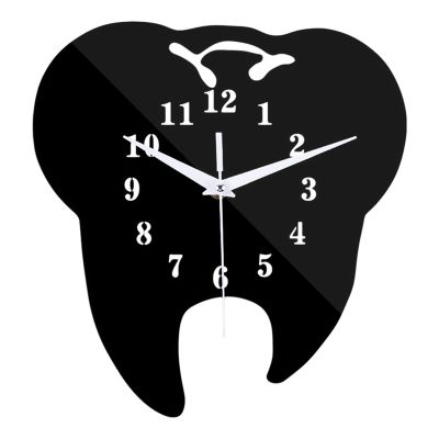 Timelike Creative Tooth-Shaped Wall Clock Dental Ornament Wall Clock 3D Acrylic Creative Mirror Wall Sticker Home Decor