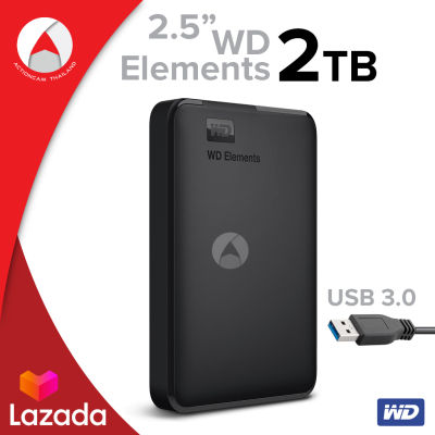 WD Elements ฮาร์ดดิสก์พกพา HDD 2.5 นิ้ว ความจุสูง 2TB ความเร็วสูง Portable Storage น้ำหนักเบา กะทัดรัด 2.5 inches (WDBU6Y0020BBK-WESN) USB3 เชื่อมต่ออเนกประสงค์ External Harddisk
