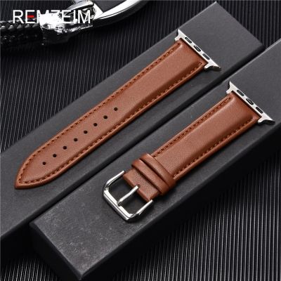 Calfskin Genuine Leather Watchband 38mm 40mm 41mm for iwatch 8 7 6 5 4 3 SE Replace Wrist Strap 42mm 44mm 45mm for Apple Watch