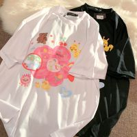 ❁ Fashion Women Tshirt Aesthetic Flower Printed T Shirt Cotton Summer Korean Loose Oversized Tee Sweet Cute Top Short Sleeve Girls