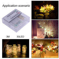 3M 30สาย LED แสง3AA กล่องแบตเตอรี่กับ8ฟังก์ชั่นรีโมทคอนโทรล