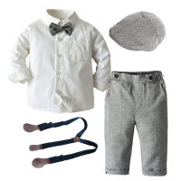 Boys Long Sleeve Clothes for 1 3 5 Years Toddler Set Hat + Shirt + Bow tie + Pants Fashion Party wedding Handsome Gentleman Suit