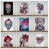 Skeletons And Roses Posters And prints Flowers And Bones Wall Art Canvas Painting For Bar Hospital Club Room DecorWall Picture Drawing Painting Suppli