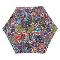 Colorful Mandala Floral 3 Fold Manual Umbrella Diamond Tile Mandalas Geometric parasol Umbrella UV Protection Umbrellas