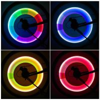 2PCS Bicycle Rainbow Light LED Tire Valve Cap Cycling Wheel Neon Lamp Easy Install Durable Practical Bicycle Safety