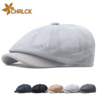 CHRLCK ฤดูร้อนตาข่าย Newsboy หมวก Breathable Casual กลางแจ้ง R Beret หมวกแปดเหลี่ยมหมวกแฟชั่นแบนหมวกยืดหยุ่น