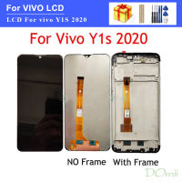 อะไหล่ดิจิทัลแผงประกอบจอแสดงผล LCD แบบสัมผัสหน้าจอเต็มสำหรับ Vivo Y1s 2020สีดำใหม่ขนาด6.22นิ้ว