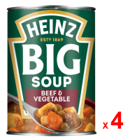 HEINZ ไฮนซ์ บิ๊กซุป เนื้อวัว มันฝรั่ง และแครอท ชุดละ 4 กระป๋อง กระป๋องละ 400 กรัม / HEINZ Big Soup Beef And Vegetable - Potatoes and Carrot - Set of 4 Cans - 4 x 400 G.