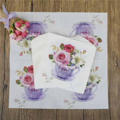 ❁ 20Pcs/lot Floral Flower Theme Paper Napkins Tissue Napkins Decoupage Decoration Festive Party Supplies 33x33cm