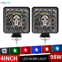 CarTnT 2ชิ้น4นิ้ว120W ไฟ LED ออฟโรดสำหรับรถทางวิบากจุด4X4สำหรับรถบรรทุก SUV เรือ ATV ไฟหน้ารถจี๊ปรถแทรกเตอร์12V 24V ไฟขับรถแถบแสงสำหรับทำงาน