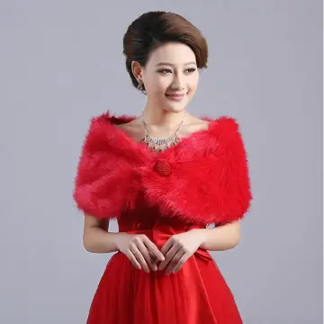 Red fur store bolero jacket