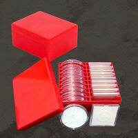 ☈▨☜ 1 Pcs Rectangular Red Plastic Collection Box With Dividers Could Hold 46mm 20 coins