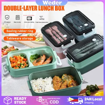 Portable Double Layer Multi-compartment, Leak Proof Adult Bento